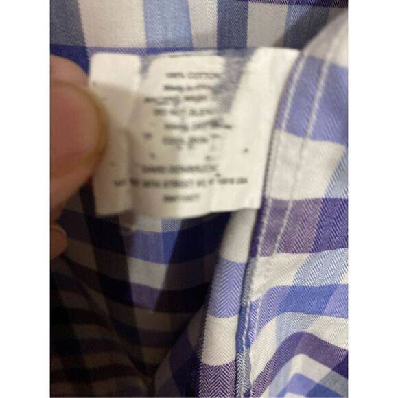 David Donahue men’s button up shirt, blue purple and white size large - Picture 5 of 5